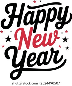 Happy new year Text vector style typography white background