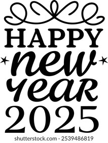 Feliz ano novo texto, ilustração vetor no fundo branco