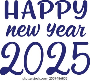 Happy New year Text, Vector illustration on white Background