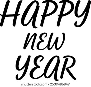 Happy New year Text, Vector illustration on white Background