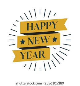 Happy New Year text vector for greeting card. Vector holiday design