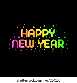 happy new year text vector template