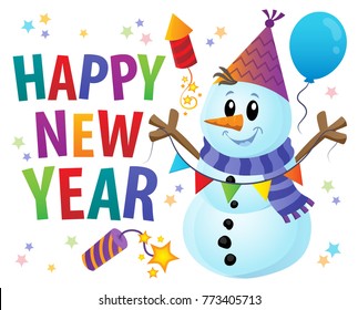 Happy New Year theme with snowman 1 - eps10 vector illustration.