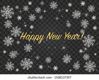 Happy New year theme vector illustration with decoration elements. isolated on transparent background. 