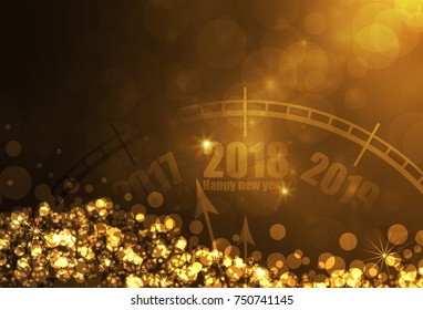 Happy new year time gold color background. vector illustration.