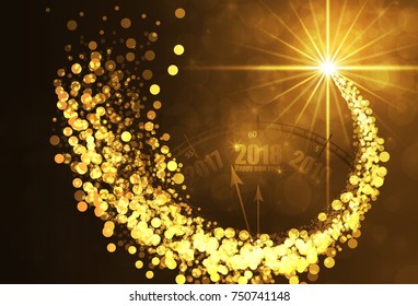 Happy new year time gold color background. vector illustration.