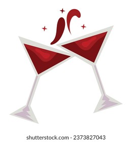 happy new year toast drinks isolated illustration