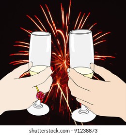 Happy New Year - A toast Happy Happy New Year and Happy Holidays