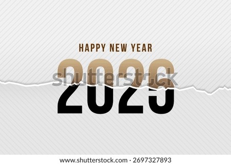 happy new year with torn paper effect changed from 2025 to 2026