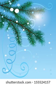 happy new year tree on blue background with serpentine