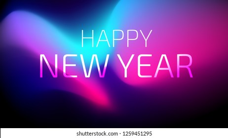 Happy New Year Trendy Colorful Fluid Background. 2019 Greeting Card, Banner, Wallpaper, Invitational. Vector EPS 10