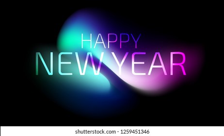 Happy New Year Trendy Colorful Fluid Background. 2019 Greeting Card, Banner, Wallpaper, Invitational. Vector EPS 10