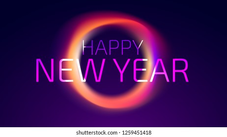 Happy New Year Trendy Colorful Fluid Background. 2019 Greeting Card, Banner, Wallpaper, Invitational. Vector EPS 10