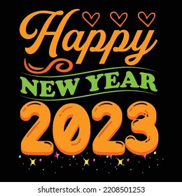 Happy new year t-shirt design vector template