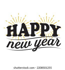 Happy new year t-shirt design vector template