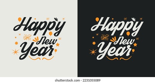 Happy new year t-shirt design vector 2023. Greeting stylish t-shirt Design. Typography, Unique, Vector design template.