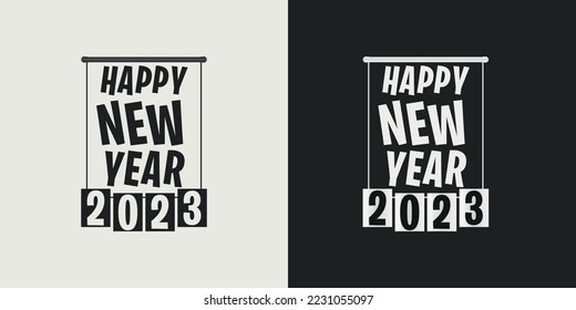 Happy new year t-shirt design vector 2023. Greeting stylish t-shirt Design. Typography, Unique, Vector design template.