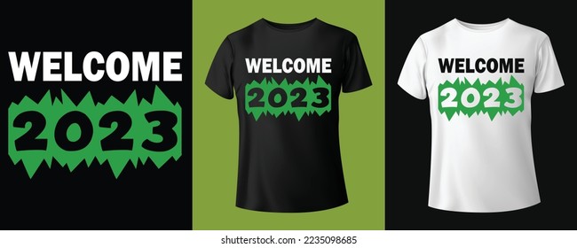 Happy new year t-shirt design 2023. Creative custom typography shirts for New year. 