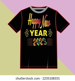 Feliz diseño de camisetas de año nuevo.