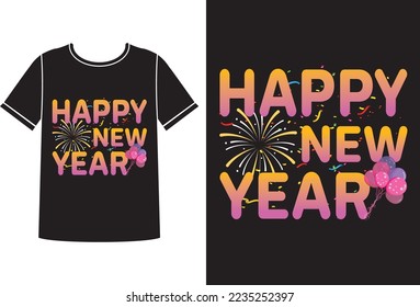 Happy new year t-shirt design template