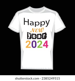 A happy New Year T-shirt design template for 2024