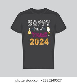 A happy New Year T-shirt design template for 2024
