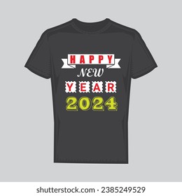A happy New Year T-shirt design template for 2024