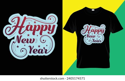 Happy New Year T-shirt design vector