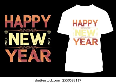 Diseño feliz de la camiseta del año nuevo para el año nuevo