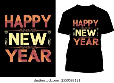 Diseño feliz de la camiseta del año nuevo para el año nuevo