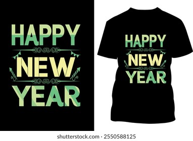 Diseño feliz de la camiseta del año nuevo para el año nuevo