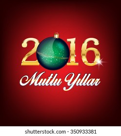 Happy New Year (Turkish - Mutlu Yillar) Red background.