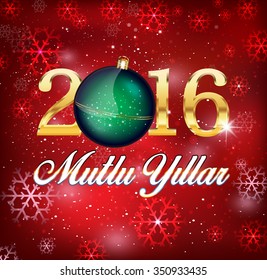 Happy New Year (Turkish - Mutlu Yillar) Red background.