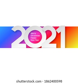 Happy New Year Twenty Twenty-One Logo Design Template. Merry Christmas and A Happy New Year Seasonal Calendar Numbers Concept, Minimalism Style Script on Colored Backdrop