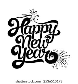 Happy New Year typographic design art vector illustration
