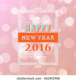 Happy new year typographic design white background. vector illustration