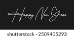 Happy new year typographic text design in black background. Abstract Hand drawn creative calligraphy vector logo design. New year Logo Design.
