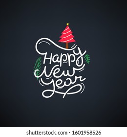 Happy new year typographic wishing card with lettering inscription