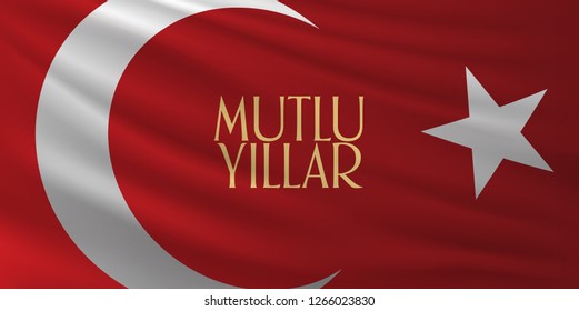 Happy New Year Typographical Cretaive Background. (TR: Mutlu Yillar)