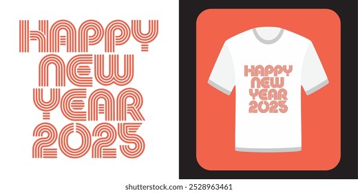 Happy New Year Typography Art T-shirt Design