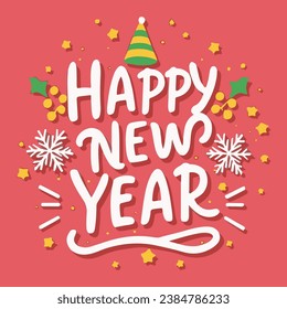 Happy new year typography background vector