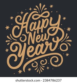 Happy new year typography background vector