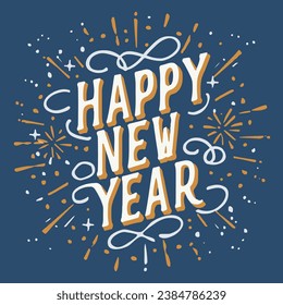 Happy new year typography background vector