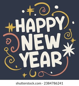 Happy new year typography background vector