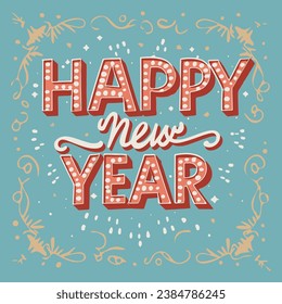 Happy new year typography background vector