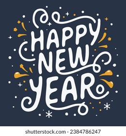 Happy new year typography background vector