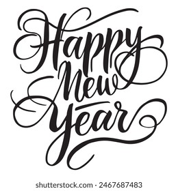 Happy New Year typography or caligraphy