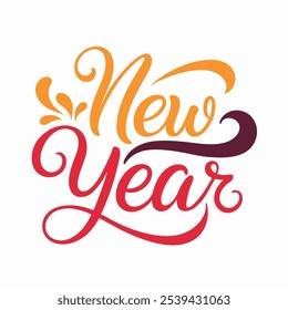 Happy New year typography calligraphy vector art illustration