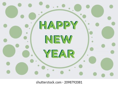 Happy New Year typography in circle shape  with circle shape pattern background.  Celebrate new year poster, banner, and t-shirt vector design 