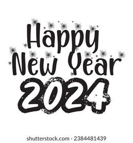 Happy new year typography design design for t-shirt, cards, frame artwork, bags, mugs, stickers, tumblers, phone cases, print etc.
